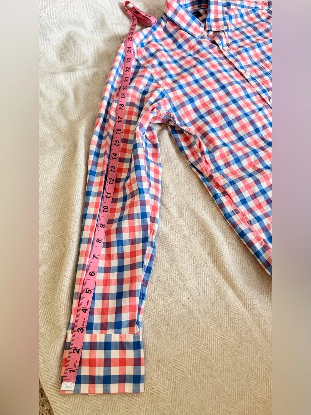 J. Crew Men's Long Sleeve Pink Blue Check Button Down Casual Shirt Size Small